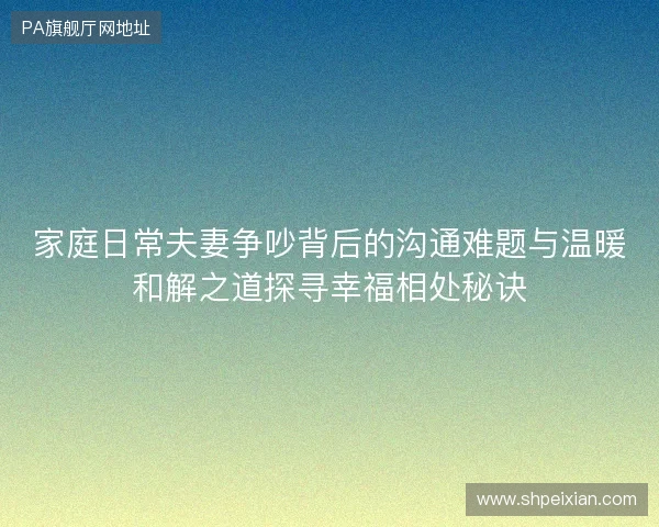 家庭日常夫妻争吵背后的沟通难题与温暖和解之道探寻幸福相处秘诀